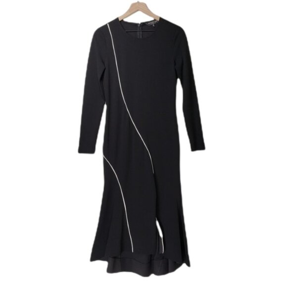 Rachel Roy‎ Collection Long Sleeve Midi Dress S Bonded Hem Black - Picture 5 of 14